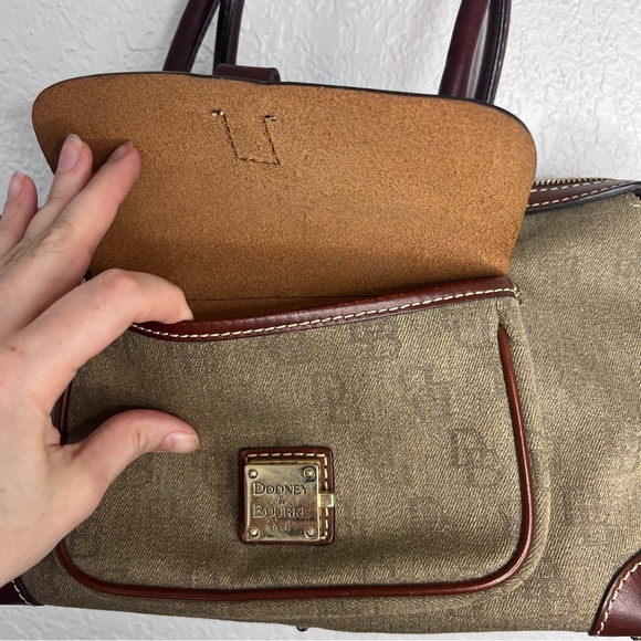 Dooney & Bourke Leather Trim Y2K Canvas Satchel Bag - Picture 8 of 11